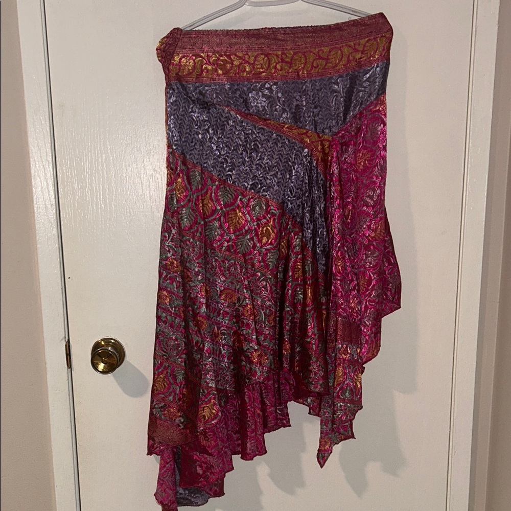Vibrant Asymmetrical Skirt in Pink and Purple